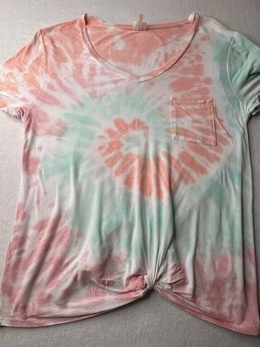 Self E Tie-dyed Knotted Hem Top Shirt Women's Tee XL